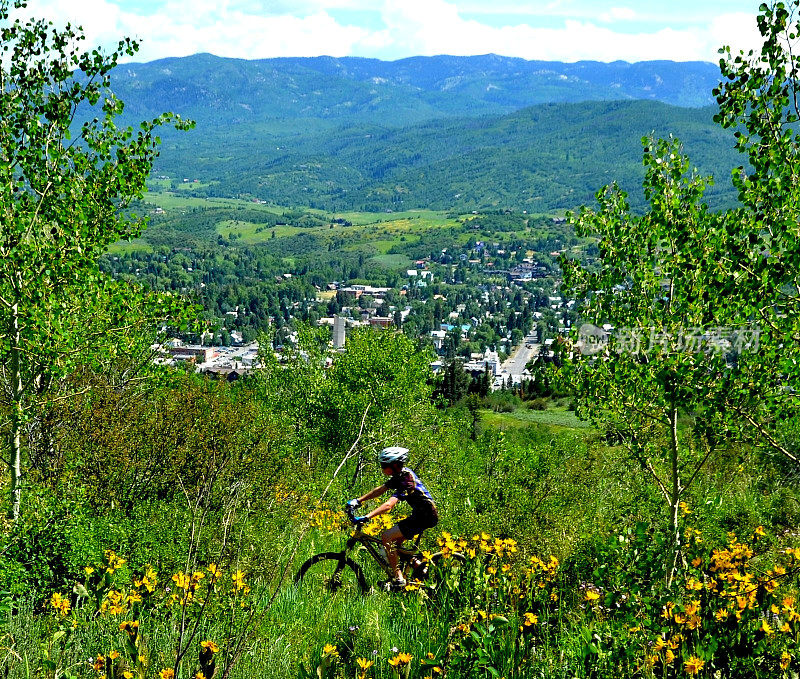 Boy Mountain Bikes Over Town